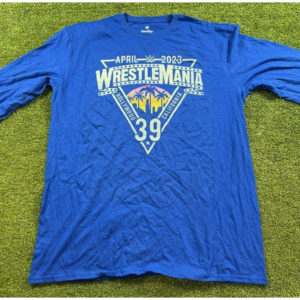 WWE WrestleMania 39 Hollywood California 2023 Fanatics Blue T-Shirt XL NWOT